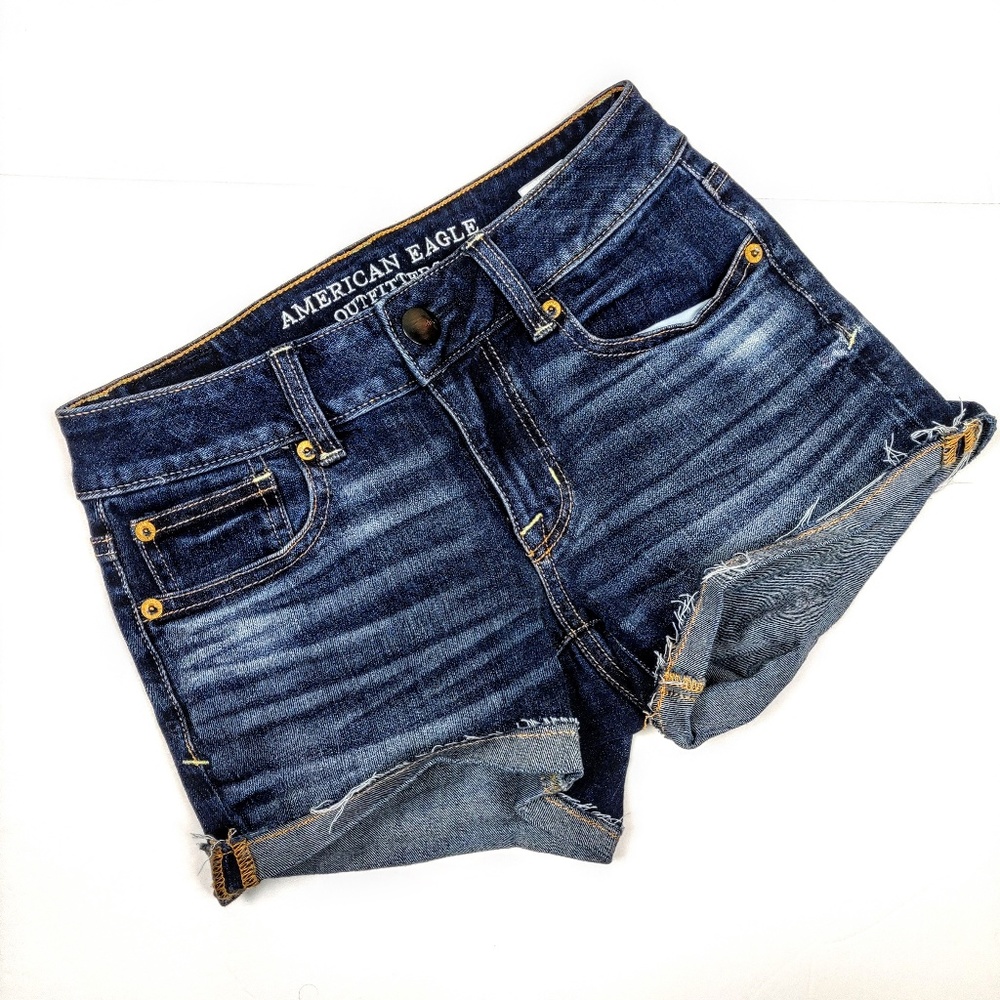 American Eagle Super Stretch Dark Distressed Short